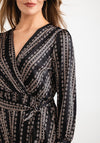 Seventy1 Printed Wrap Bodice Maxi Dress, Black & Bronze