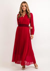 Seventy1 One Size Pleated Embroidered Waist Maxi Dress, Berry