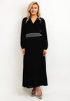 Seventy1 One Size Pleated Embroidered Waist Maxi Dress, Black