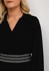 Seventy1 One Size Pleated Embroidered Waist Maxi Dress, Black