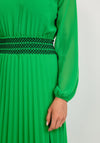 Seventy1 One Size Pleated Embroidered Waist Maxi Dress, Emerald Green