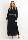 Seventy1 One Size Pleated Embroidered Waist Maxi Dress, Navy