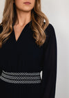 Seventy1 One Size Pleated Embroidered Waist Maxi Dress, Navy