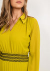 Seventy1 One Size Pleated Embroidered Waist Maxi Dress, Yellow