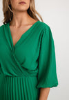 Seventy1 One Size Pleated Wrap Midi Dress, Emerald Green