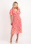 Seventy1 One Size Elasticated Pleated Midi Dress, Pink & Yellow