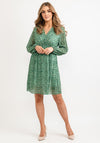Seventy1 One Size Leopard Print Pleated Mini Dress, Green