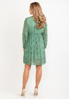 Seventy1 One Size Leopard Print Pleated Mini Dress, Green
