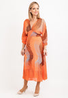 Seventy1 One Size Multi Circle Print Pleated Midi Dress, Orange Multi