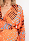 Seventy1 One Size Multi Circle Print Pleated Midi Dress, Orange Multi