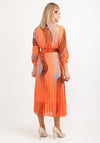 Seventy1 One Size Multi Circle Print Pleated Midi Dress, Orange Multi