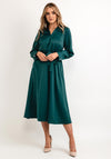 Seventy1 Satin Touch A-Line Mid Dress, Forest Green
