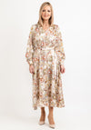 Seventy1 Abstract Floral Satin Maxi Dress, Beige Multi