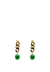 Nour London Curb Chain Drop Earrings, Gold & Emerald