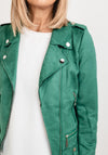 Seventy1 Faux Suede Biker Jacket, Green