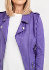 Seventy1 Faux Suede Biker Jacket, Purple