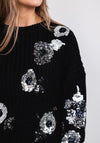 Seventy1 One Size Chunky Knit Sequin Jumper, Black