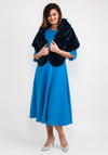 Seventy1 Faux Fur Collared Shawl, Navy