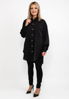 Seventy1 Satin Long Oversize Tunic Shirt, Black