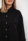 Seventy1 Satin Long Oversize Tunic Shirt, Black