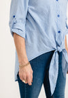 Seventy1 One Size Pinstripe Knotted Shirt, Blue