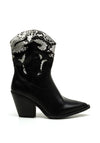 Zen Collection Snake Block Heel Cowboy Boots, Black