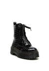 Zen Collection Croc Patent Platform Boots, Black
