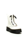 Zen Collection Croc Patent Platform Boots, White