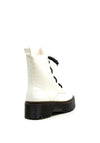 Zen Collection Croc Patent Platform Boots, White