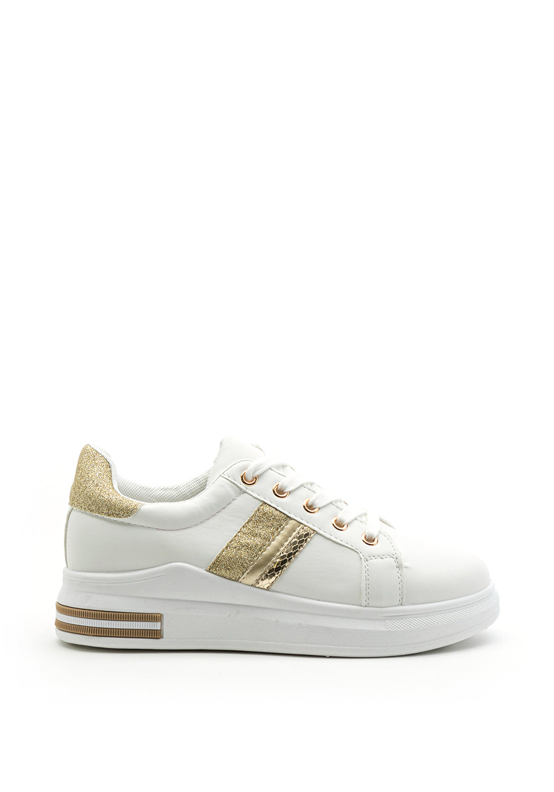 Zen Collection Glitter Detail Trainer, White & Gold