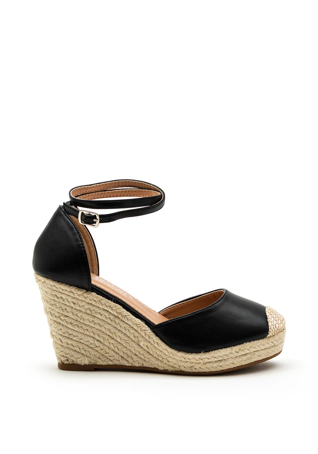 Zen Collection Faux Leather Closed Toe High Wedge, Black