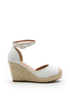 Zen Collection Faux Leather Closed Toe High Wedge, White