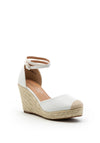 Zen Collection Faux Leather Closed Toe High Wedge, White