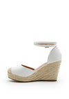 Zen Collection Faux Leather Closed Toe High Wedge, White