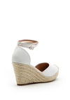Zen Collection Faux Leather Closed Toe High Wedge, White