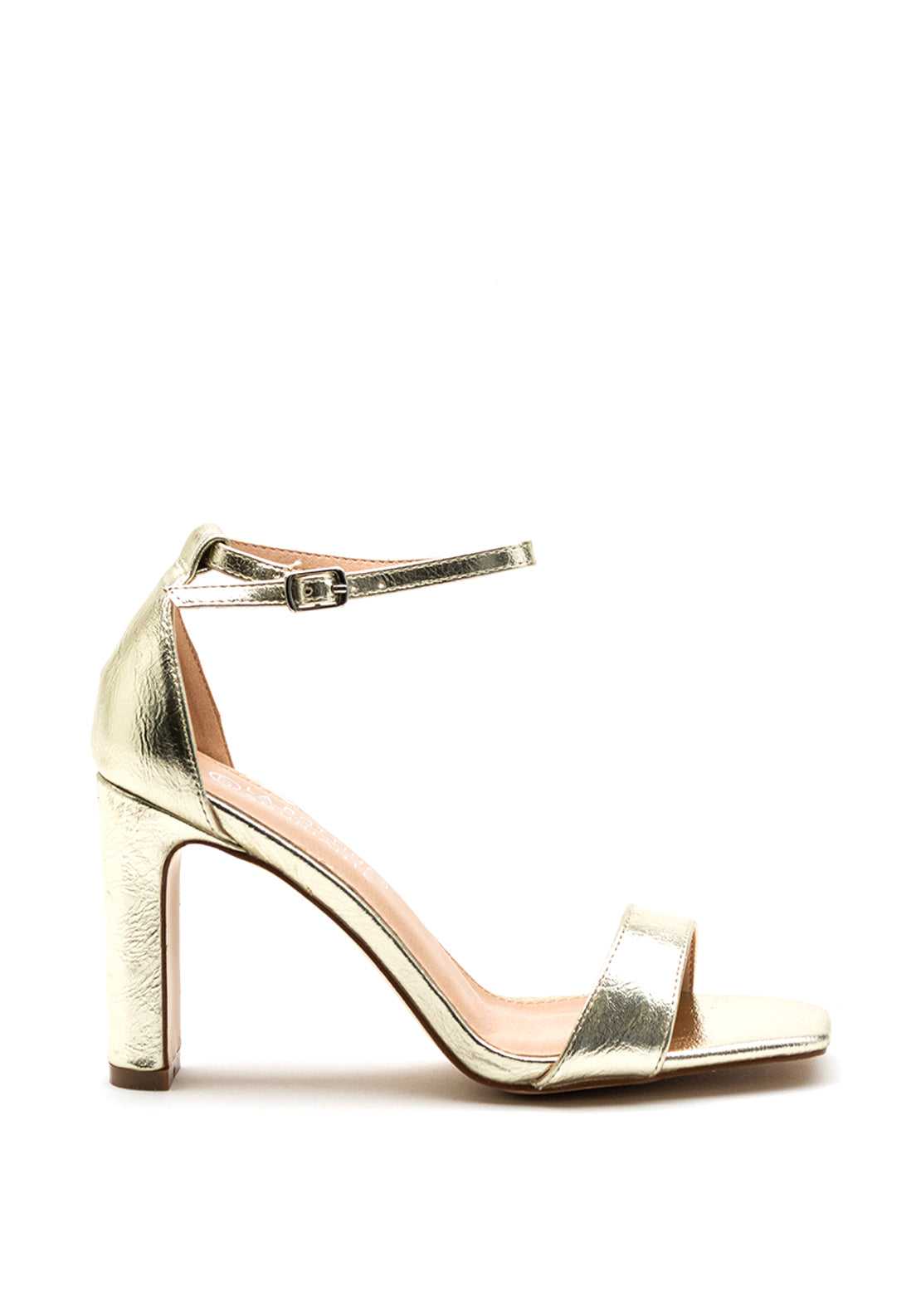 Zen Collection Metallic Block Heel Sandal, Gold