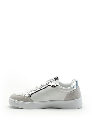 Zen Collection Silver Chrome Panel Trainers, White Multi