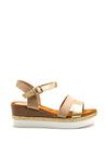 Zen Collection Metallic Strap Wedge Sandal, Beige