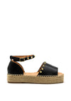 Zen Collection Faux Leather Studded Espadrille Sandal, Black