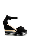 Zen Collection Geometric Woven High Wedge Sandal, Black