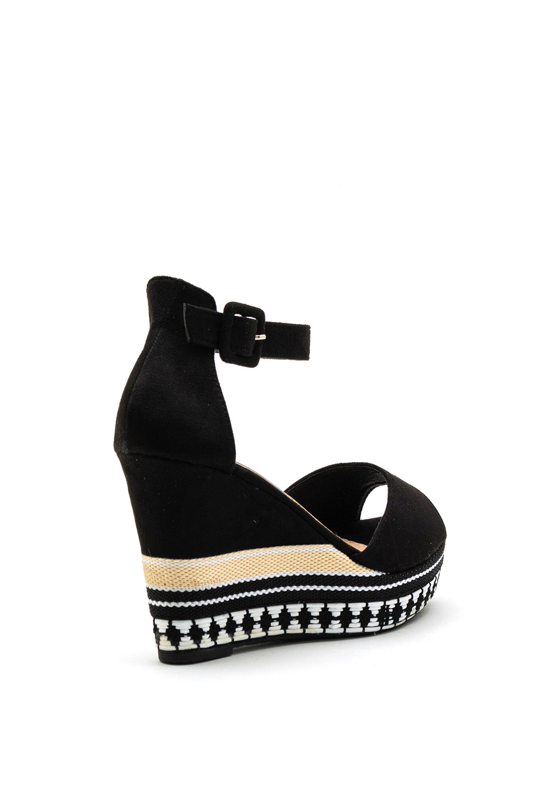 Zen Collection Geometric Woven High Wedge Sandal, Black