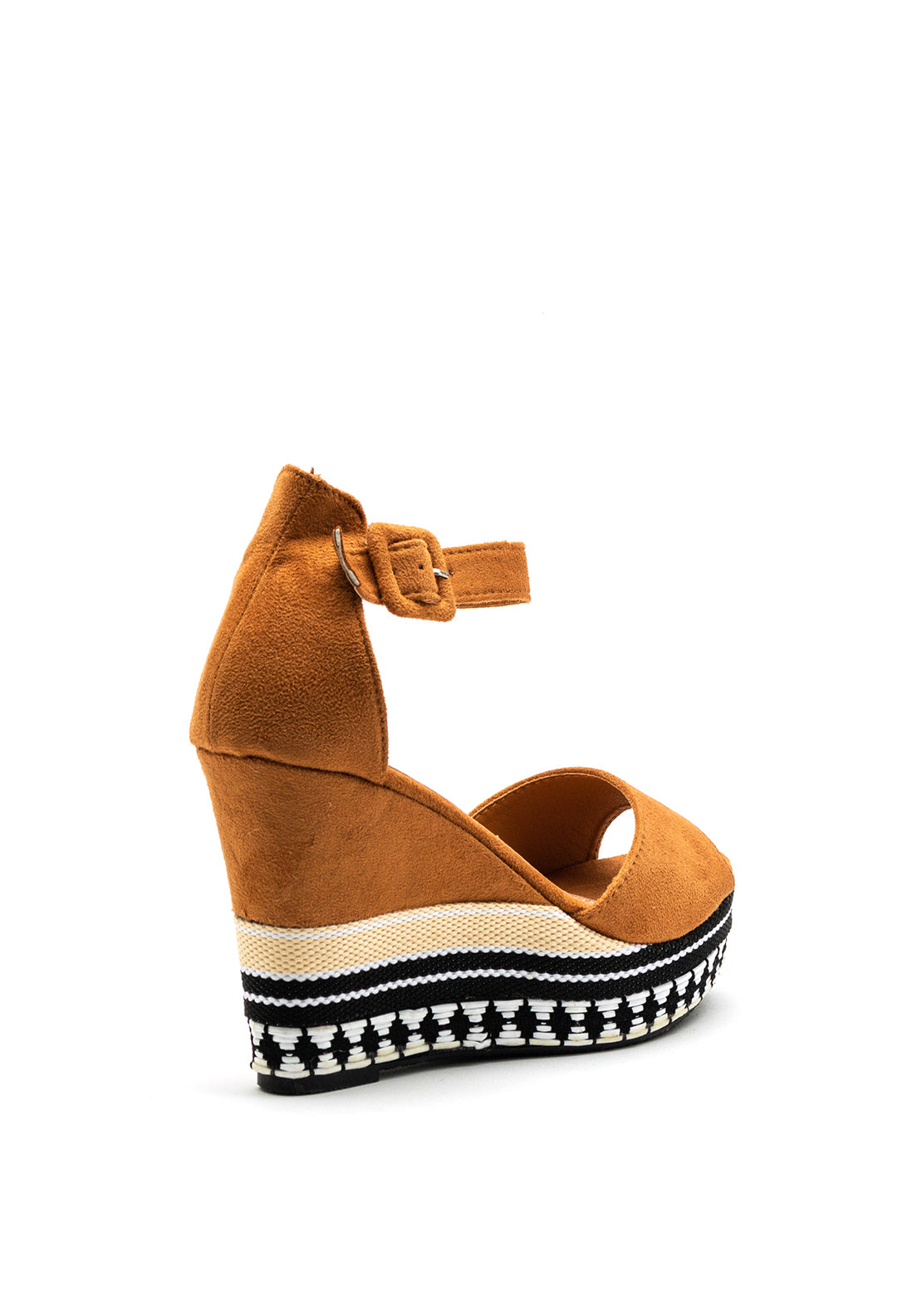 Zen Collection Geometric Woven High Wedge Sandal, Tan
