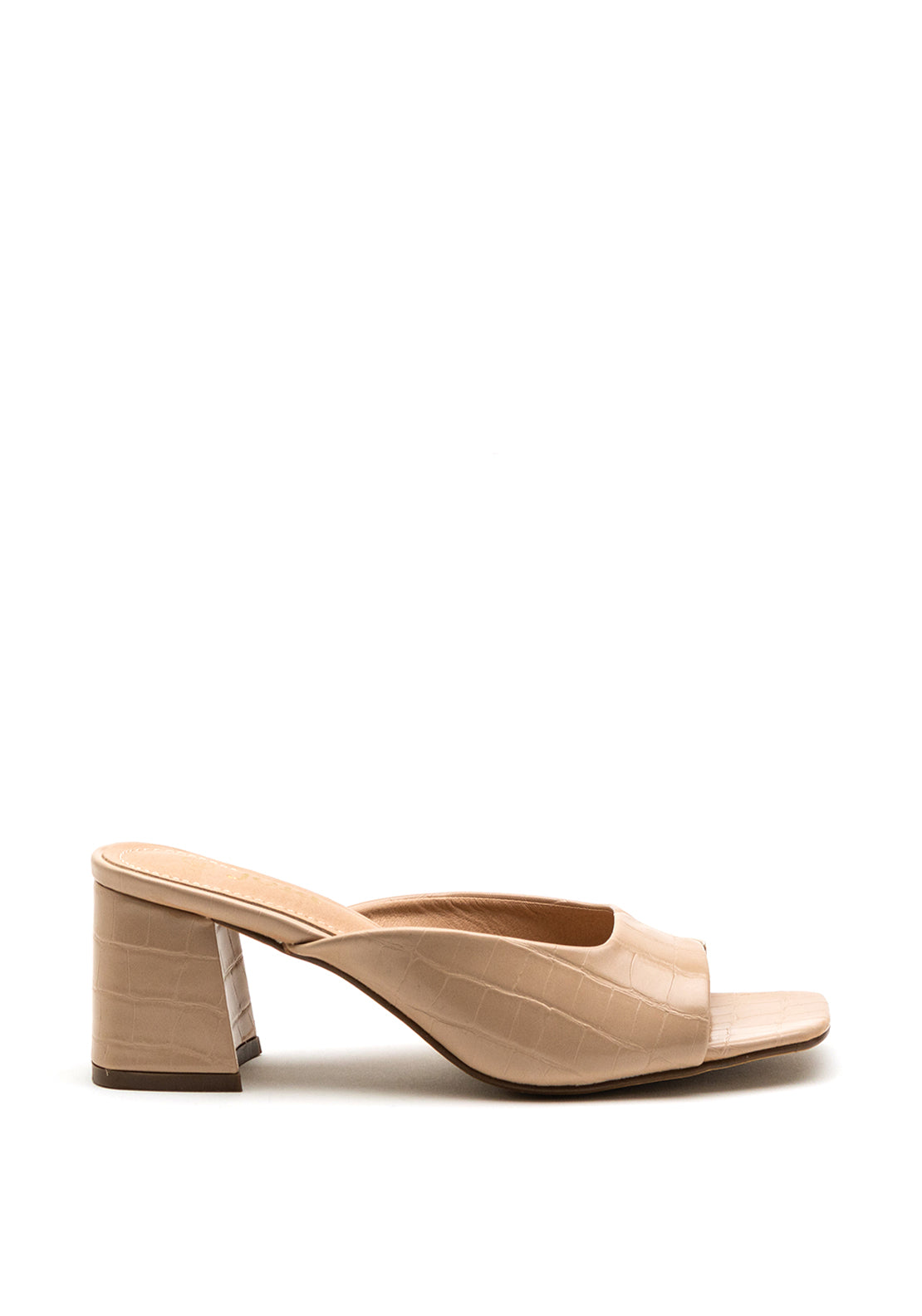 Zen Collection Faux Croc Print Shallow Mule, Beige