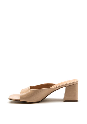Zen Collection Faux Croc Print Shallow Mule, Beige