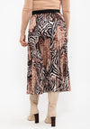 Seventy1 One Size Animal Print Pleat Midi Skirt, Brown