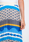 Serafina Collection One Size Pleated Midi Skirt, Blue Multi