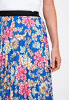 Serafina Collection One Size Pleated Midi Skirt, Blue & Pink