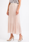 Seventy1 One Size Pleated Maxi Skirt, Beige & Gold