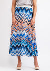 Seventy1 One Size Pleated Maxi Skirt, Orange & Blue