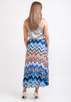 Seventy1 One Size Pleated Maxi Skirt, Orange & Blue